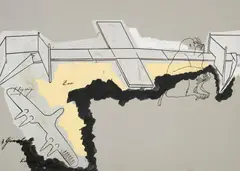 Bruno Gironcoli, Untitled, 1970s, Gouache, metal powder colour and Indian ink on card
