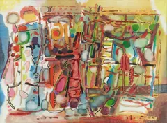 Park im Herbst by Heinz Trökes, 1956, Oil on canvas, sold Dec 2023