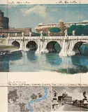 Christo, The Ponte Sant'Angelo, Wrapped, Project for Rome, 1989, Colour lithograph with collage on paper on card