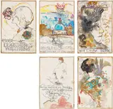 Erscheinungsvergiftung by Günter Brus, 1979, 5 works: Each watercolour, coloured pencil and graphite on paper. each, sold Dec 2023