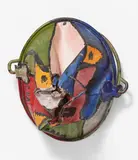 Gaston Chaissac, Untitled (Tête), 1953, Oil on metal (probably a squashed tin bucket). Approx