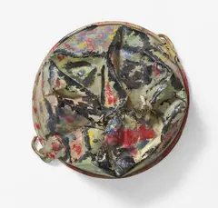 Gaston Chaissac, Untitled (Tête), 1954, Oil on metal (probably a squashed tin bucket). Approx
