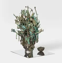 Untitled by Alik Cavaliere, Bronze, partly with green, partly grey patina on metal plinth. Approx, sold Dec 2023