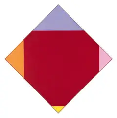 Max Bill, Rotes Quadrat mit verfärbten Ecken, 1973, Oil on canvas