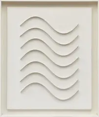 Hermann Goepfert, K 61 (Statischer Reflektor), 1966, Aluminium strips on canvas in wood case
