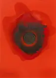 Otto Piene, Red Turned Green, 1967, Gouache and traces of fire on card