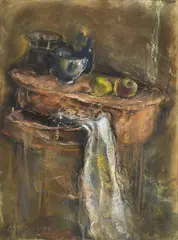Marwan, Untitled (Still life), 1974, Gouache and coloured chalk on card