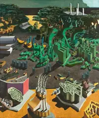 Ulrich Knispel, Im Mittelfeld - grün, 1977, Oil on canvas