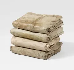 Lawrence Carroll, Untitled, 1993, Oil and wax on 4 tarpaulin sheets, folded and laid on top of each other. With accompanying construction sketch by the artist. Approx