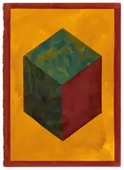 Untitled (Cube) by Sol LeWitt, 1991, Gouache on card. Approx, sold Dec 2023