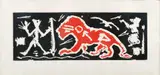 Ich in England by A. R. Penck, 1985, Colour woodcut on card, sold Dec 2023