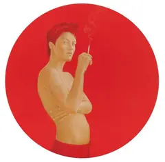 Salustiano, Hunter Carlota Fumando, 2004, Natural pigments and acrylic resin on canvas on wood. ⌀
