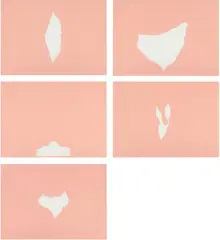 Ulay, Unhurt, 2015, 5 laser cut, steel plate oil prints on card. Each