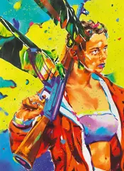 Norbert Bisky, Brünnhilde, 2022, Archival Pigment Print, reworked with acrylic, on card