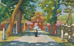 Emil Orlík, Japanischer Garten, Circa 1902-1904, Pastel chalks on dark grey toned paper