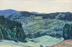 Walter Leistikow, Landschaft mit Blick auf den großen Inselberg, Circa 1900, Watercolour and gouache on laid paper with truncated watermark