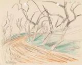 Lyonel Feininger, Alley near Weimar, 1913, Crayon and pencil drawing on paper