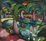 Carlo Mense, Parklandschaft mit Schwänen. Verso: Männerbildnis, Circa 1912, Oil on canvas