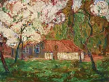 Gustav Wiethüchter, Frühling, 1913, Oil on cardboard