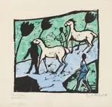 Weiße Pferde by Erich Heckel, 1912, Colour woodcut on copperplate printing paper. 26.7/31 x 31/, sold Dec 2023