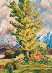 Hans Thuar, Pappeln in der Sonne, 1943, Oil on canvas