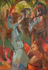 Hans Thuar, Beduinen. Verso: Reiher, 1923, Oil on panel