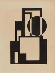 Lajos Kassák, Bildarchitektur, Circa 1922, India ink on ivory-coloured wove paper