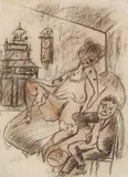 Otto Dix, Paar, 1920, Charcoal drawing on chamois-coloured paper. 66 x 48.5/