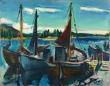 Rudolf Jacobi, Fischerboote, 1939, Oil on canvas