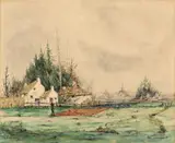 Franz Radziwill, Blick auf Varel, 1927, Watercolour and black chalk on laid paper with watermark "VAN GELDER ZONEN"