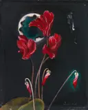 Franz Radziwill, Alpenveilchen, 1948, Oil on canvas on panel