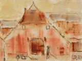 Bauernhaus by Christian Rohlfs, 1929, Watera tempera on watercolour laid paper with watermark "JW ZANDERS 1920", sold Dec 2023