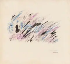 Composition by Jean Léon Fautrier, Wax crayon and India ink on light card, offered Dec 2023