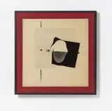 Ella Bergmann-Michel, Pegel-Punkt und Pünktchen, I, 1932, India ink and gouache, partly sprayed, on cream-coloured paper with embossed stamp "SCHOELLERSHAMMER", perforated and under collaged mat