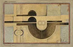Robert Michel, "esprit-huit" stud. 5, 1924, Mixed media and collage on cardboard and insulation board