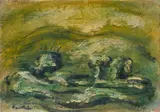 Paysage by Jean Léon Fautrier, 1940, Mixed media on firm paper, old mount on burlap, offered Dec 2023