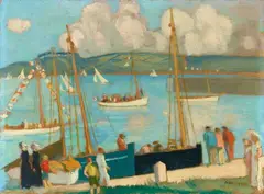 Régates de Perros-Guirec, vue du port by Maurice Denis, Circa 1925, Oil on artist's board, sold Dec 2023