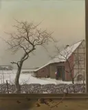 Herbert Böttger, Winterabend am Niederrhein, 1943, Oil on canvas
