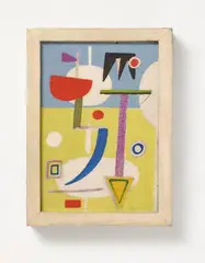 Max Ackermann, Zwei Zeichen, 1947, Oil tempera and oil pastel over pencil on panel