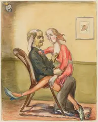 Ludwig Meidner, Paar, Circa 1947, Watercolour, coloured chalk and pencil on drawing paper