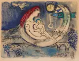 Marc Chagall, Paysage bleu, 1958, Colour lithograph on wove paper with watermark "ARCHES"