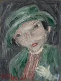 Clifford Holmead Phillips, Femme en vert, 1973, Oil on canvas, mounted on panel