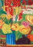 Ida Kerkovius, Blumen in blauer Vase, 1968, Oil on fibreboard