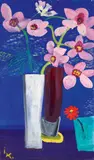 Ida Kerkovius, Orchideen auf Blau, 1968, Oil on fibreboard