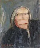 Clifford Holmead Phillips, Frau mit weißen Haaren, 1971, Oil on canvas, mounted on panel