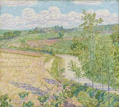 Paul Baum, Straße an Feldern in Frühlingssonne zu toskanischem Gutshof auf einem Hügel, Circa 1912, Oil on canvas