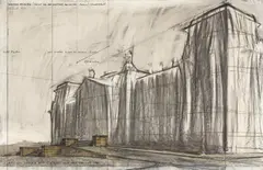 Christo, Wrapped Reichstag, 1977, Coloured chalk and charcoal on card