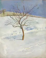 August Macke, Baum in verschneiter Landschaft, 1910, Oil on canvas