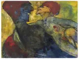 Groteskes Liebespaar by Emil Nolde, 1931/1935, Watercolour, opaque white and pen and ink on Japan paper, sold Dec 2023