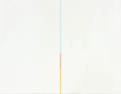 Untitled (Tensione verticale azzurro, rosso, giallo) by Antonio Calderara, 1972, Oil on wood, sold Dec 2023
